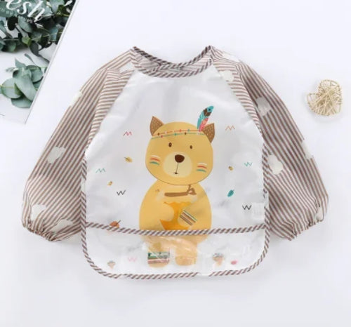 Baby Long Sleeve Scarf Waterproof Toddler Art Smock Feeding Bib Apron