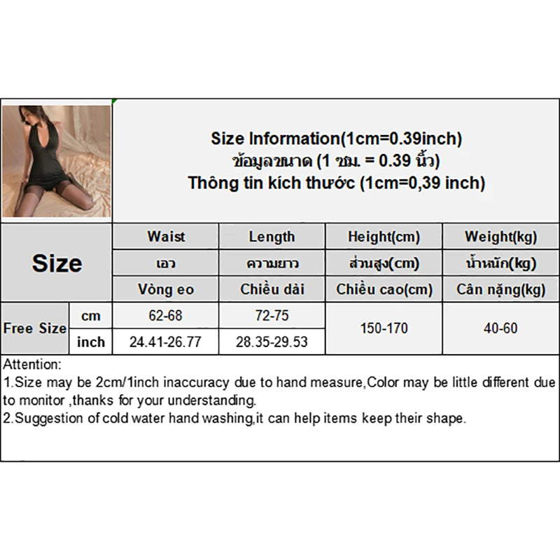 1Pc Erotic Dress Sexy Women Uniform V Neck Slim Backless Seductive