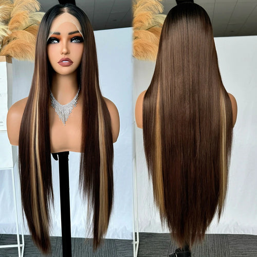 X-TRESS Synthetic Lace Front Hair Wigs for Women 32inch Long Loose