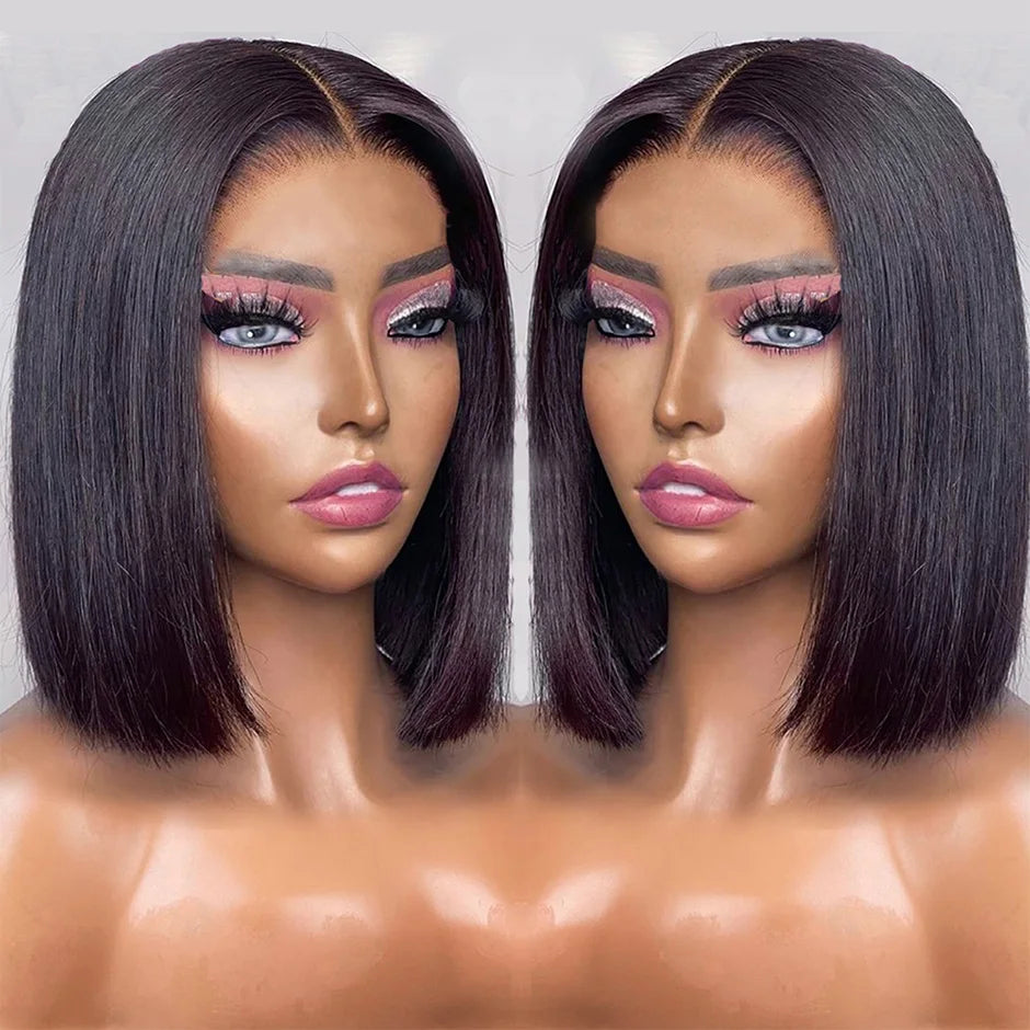 Wear And Go Bob Wigs For Women Human Hair 180% Straight Glueless Wig