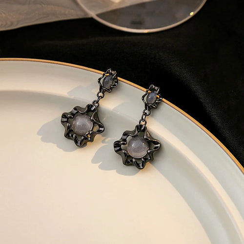 Gothic Cross Black Drill Drop Earrings Women Punk Halloween Jewellery