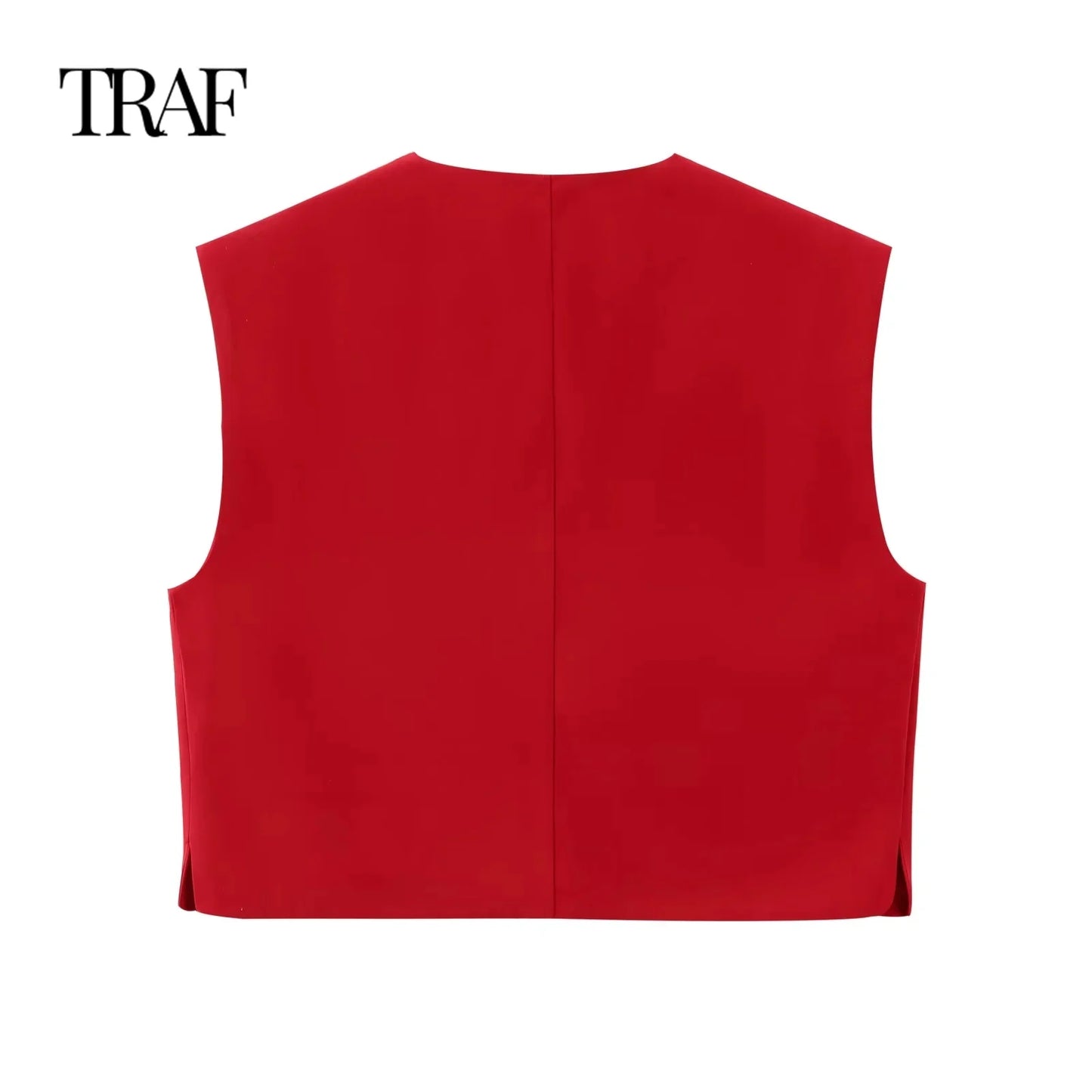 TRAF Women's Clothing Summer New Casual Sleeveless Round Neck