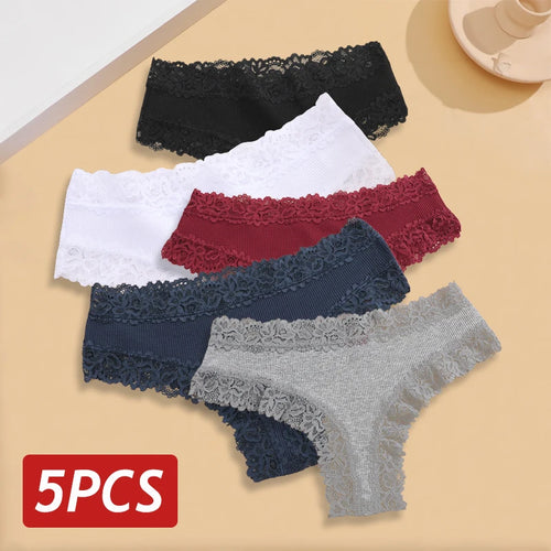 5PCS/Set Women Lace Seamless Cotton Panties Sexy Brazilian Pants