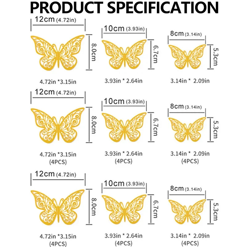 3D Butterfly Decorations Butterfly Stickers Wall Decor Party Birthday