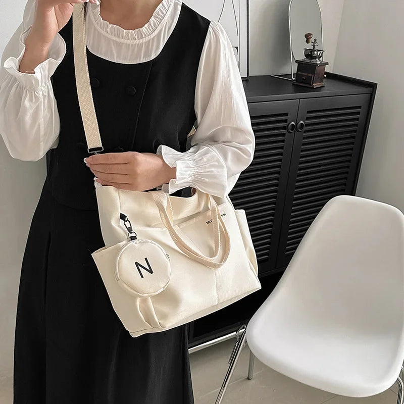 Women Shoulder Crossbody Bag Japanese Canvas Tote Messenger Bag for