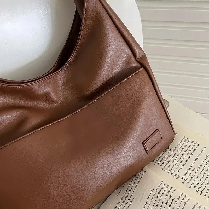 Women's Hobo bag, simple PU leather solid shoulder bag, fashionable