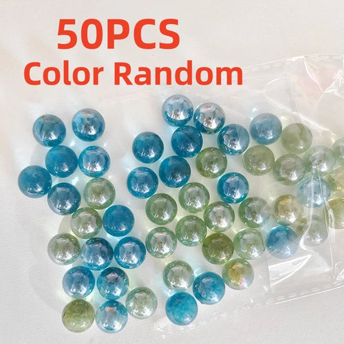 50PCS 14mm Colorful Glass Marbles Toy Kids Marble Balls Run Game