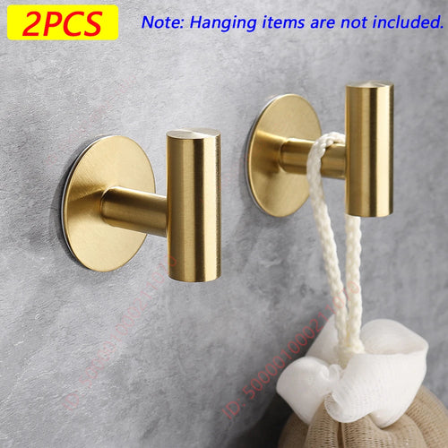 1/2PCS Adhesive Wall Hook Stainless Steel Robe Sticker Hooks Towel