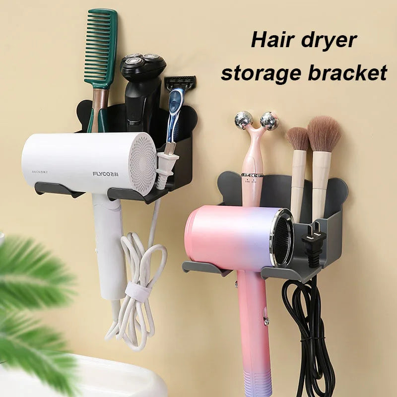 Wall Mounted Hair Dryer Holder for Bathroom Shelf Without Drilling