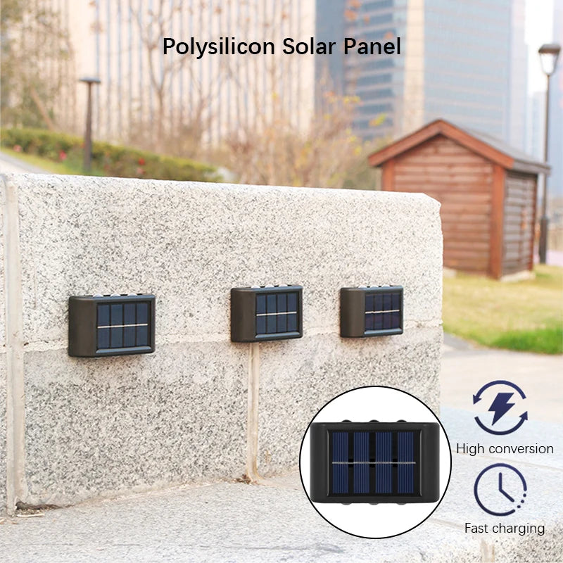 6LED Solar Lights, Outdoor Waterproof Atmosphere Wall Lamp,Up And Down