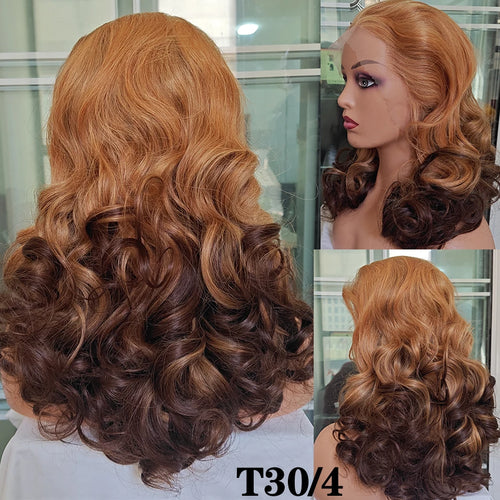 100% Malaysia Hair Bouncy Curly Wigs 250 Density Ombre Double Drawn