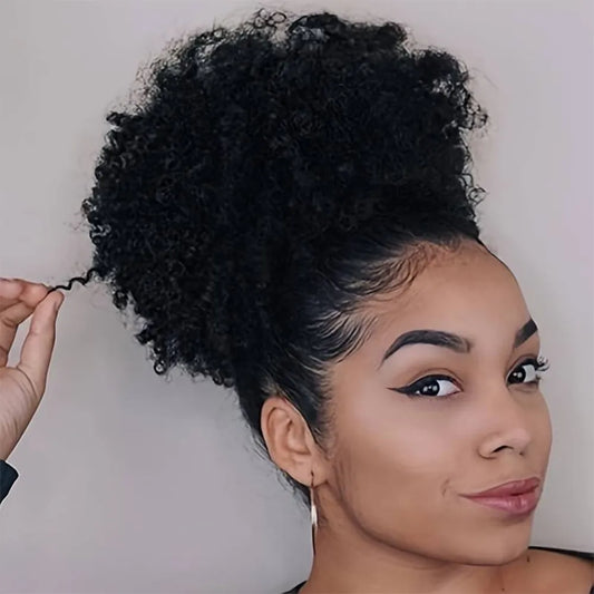 Synthetic Large Afro Puff Drawstring Ponytail Kinky Curly Bun