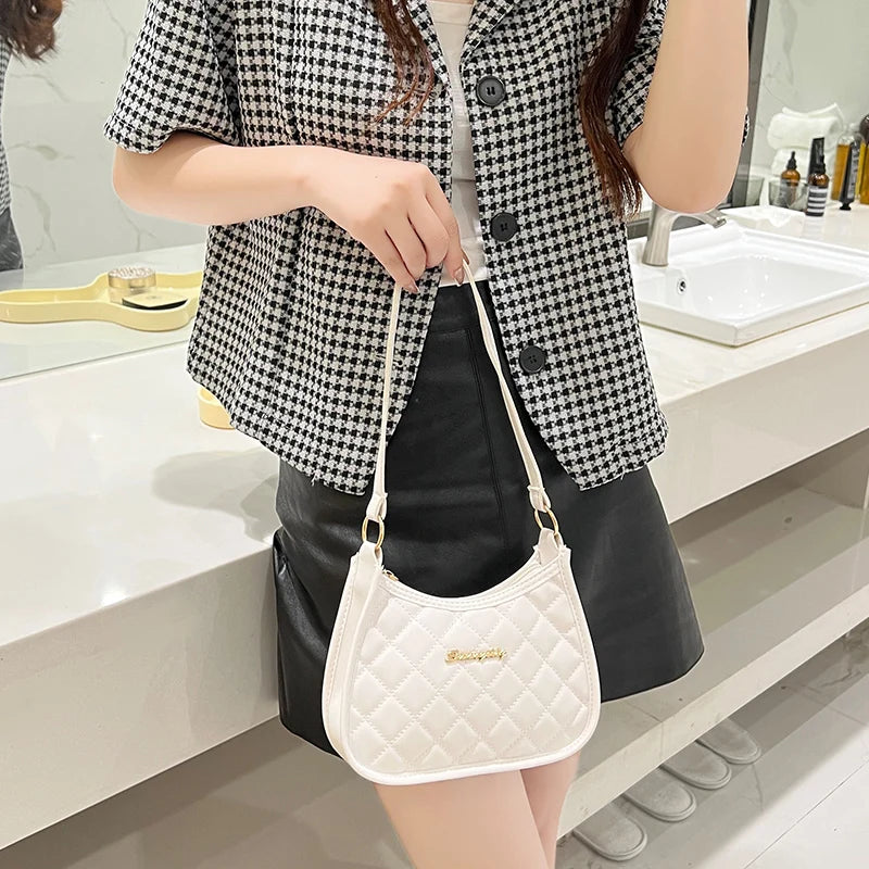 Women Soft Faux Ladies Crossbody Bag Underarm Bag Retro Handbag