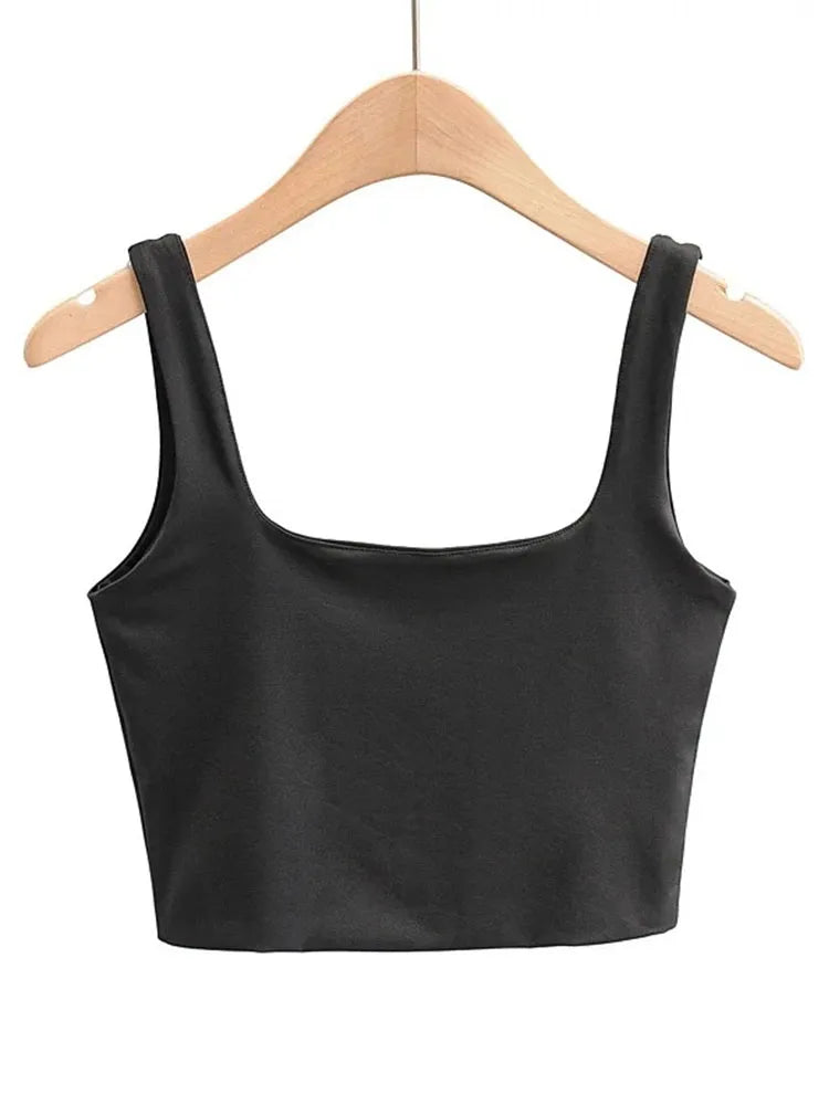 2022 Summer Women Sexy Sleeveless Tops Fashion Short Square Collar