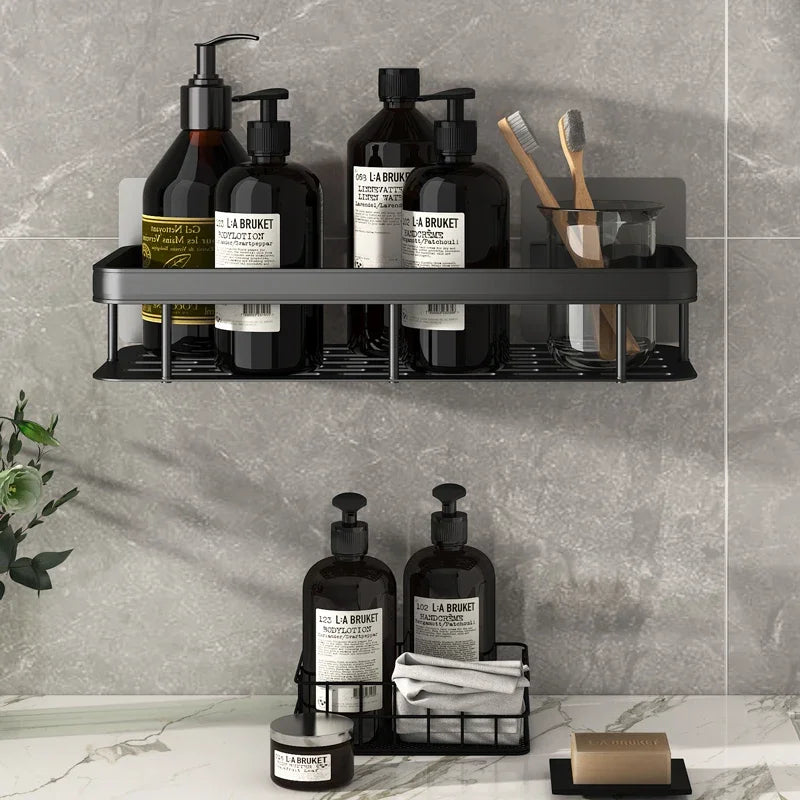 Bathroom Shelf Kitchen Storage Organizer Aluminum Alloy Shampoo Rack