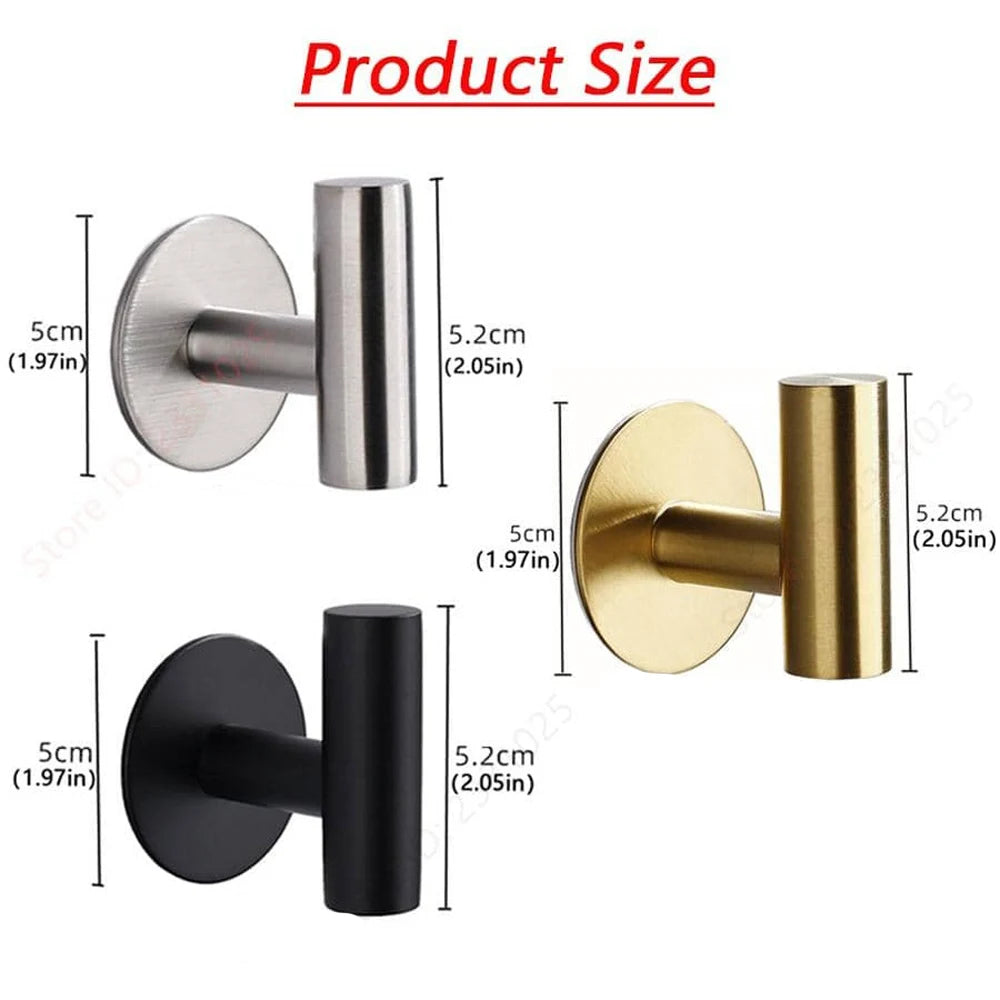 1/2PCS Adhesive Wall Hook Stainless Steel Robe Sticker Hooks Towel