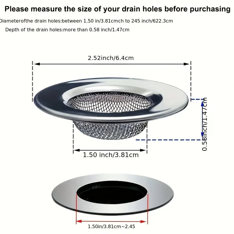 2pcs Stainless Steel Bathtub Strainers, Bathroom Sink Strainers,