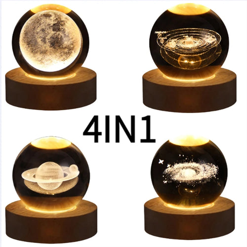 Valentines Day Gift  Galaxy Crystal Ball lamp 3D planet moon lamp USB