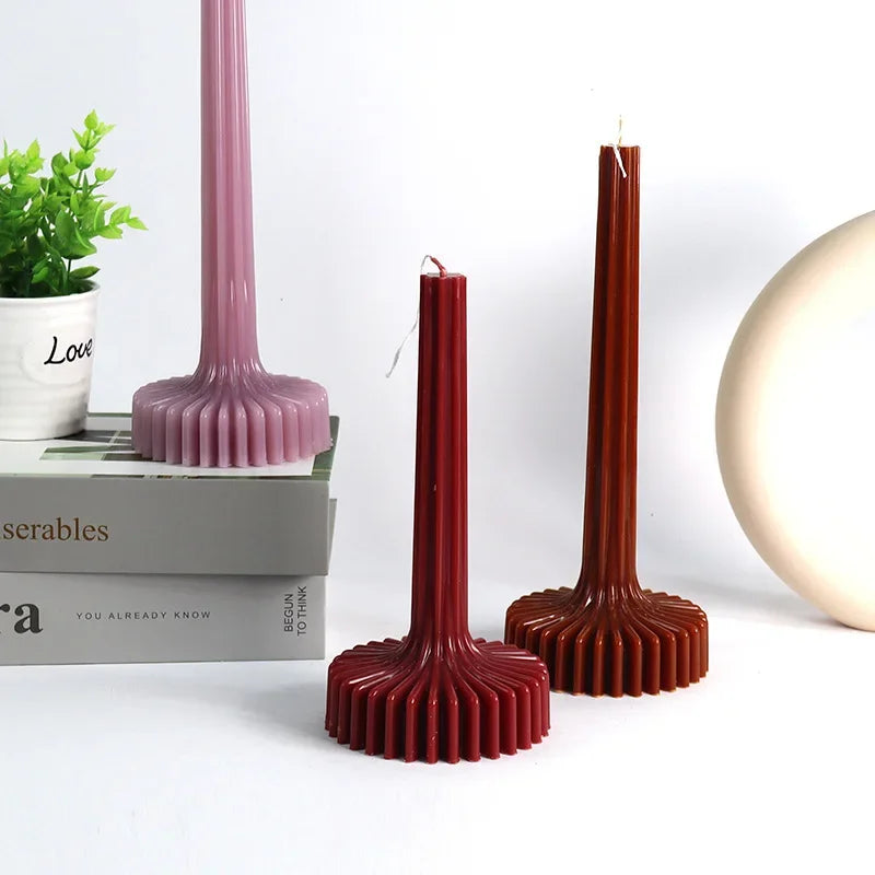 3D Vase Shaped Candle Mold DIY Striped Column Scented Candle Making