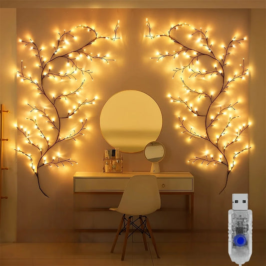 96LEDS Bendable Willow Vine Lights, 8Moeds Rattan Tree Decorative