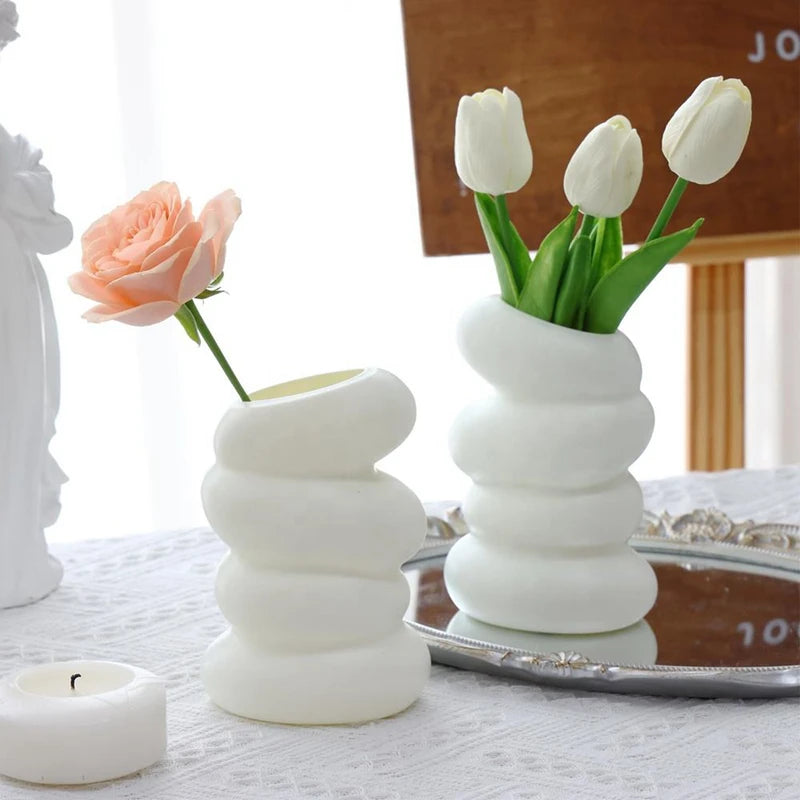 1PC Plastic Spiral White Vase Nordic Creative Flower Arrangement