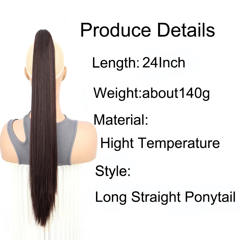 WIGSIN 24Inch Syntheitc Claw Clip On Long Straight Ponytail Hair