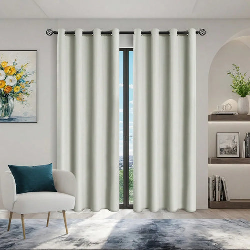 1pc Solid Blackout Curtains with Grommets, Total Privacy Drapes for