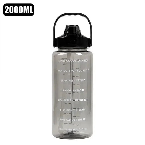 2 Liters Straw Plastic Water Bottle Large Portable Travel Bottle