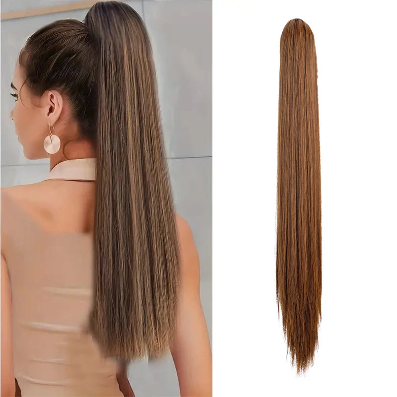 WIGSIN 24Inch Syntheitc Claw Clip On Long Straight Ponytail Hair