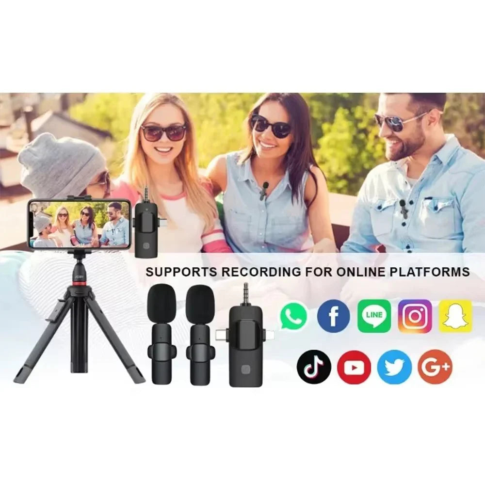 3in1 Wireless Microphone for iPhone Android Cameras Wireless