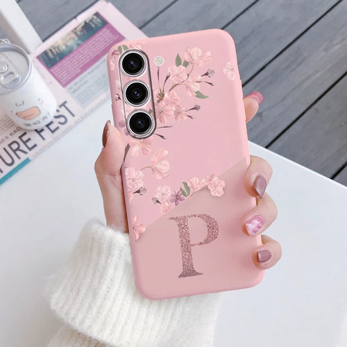 A55 Initial Letter A Z Case For Samsung Galaxy A55 5G Cover Pink