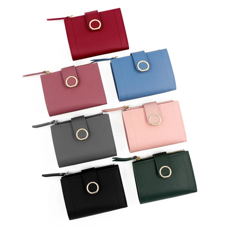 Women Wallet Simple Retro Rivets Short Wallet Coin Purse Card Holders