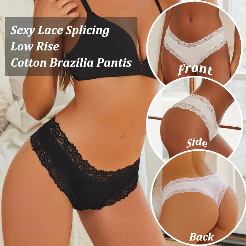 5PCS/Set Women Lace Seamless Cotton Panties Sexy Brazilian Pants