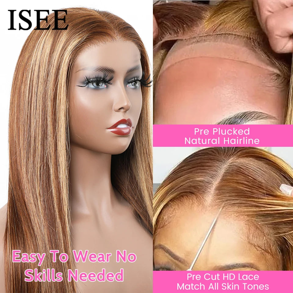 Wear And Go Glueless Human Hair ISEE Brazilian Straight Highlight Wig