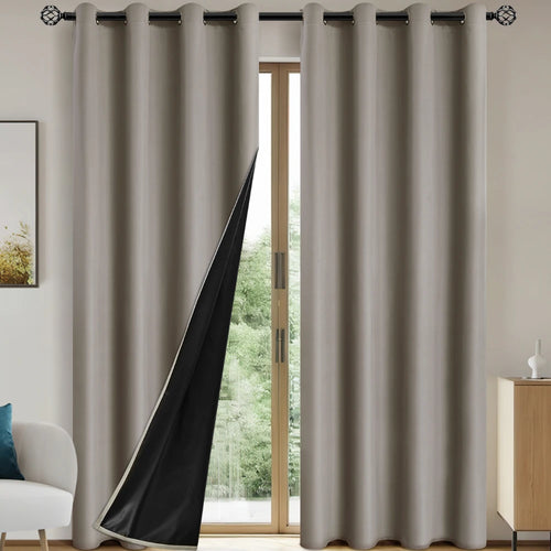 1pc Solid Blackout Curtains with Grommets, Total Privacy Drapes for