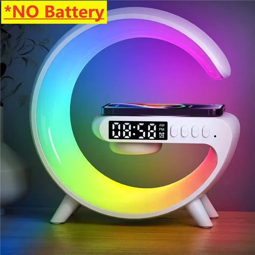 Wireless Charger Pad Stand Speaker TF Card RGB Night Light Lamp Alarm