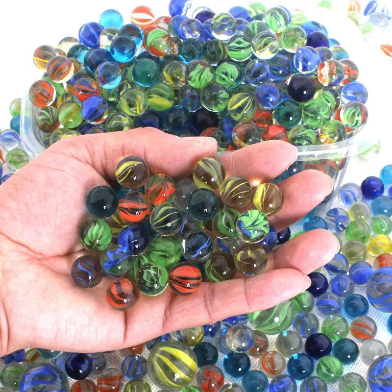 50PCS 14mm Colorful Glass Marbles Toy Kids Marble Balls Run Game