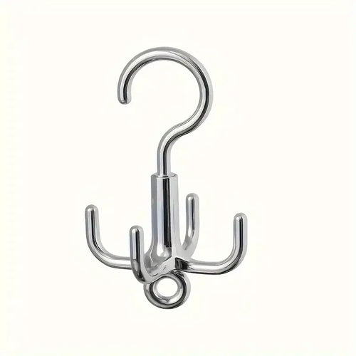 1Pc Multifunctional Rotating Clothes Hook, Punch Free 4-Claw Rotation