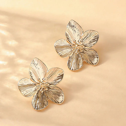 2PC Women's Fashion Trendy Stainless Steel Flower Earrings Outdoor