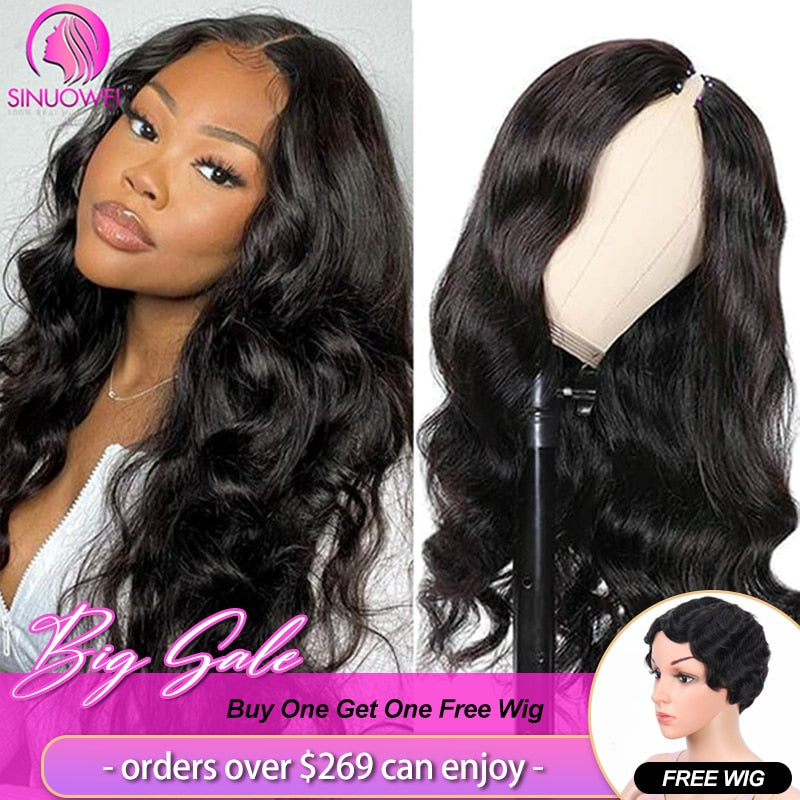 V U Part Wigs Human Hair Wig Body Wave Color | Water Wave Glueless Wig