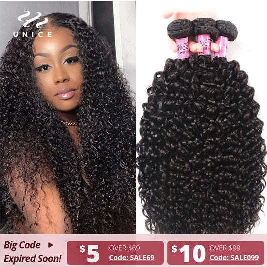 Unice Hair 100% Curly Weave Human Hair Bundles Remy Hair 8-26"