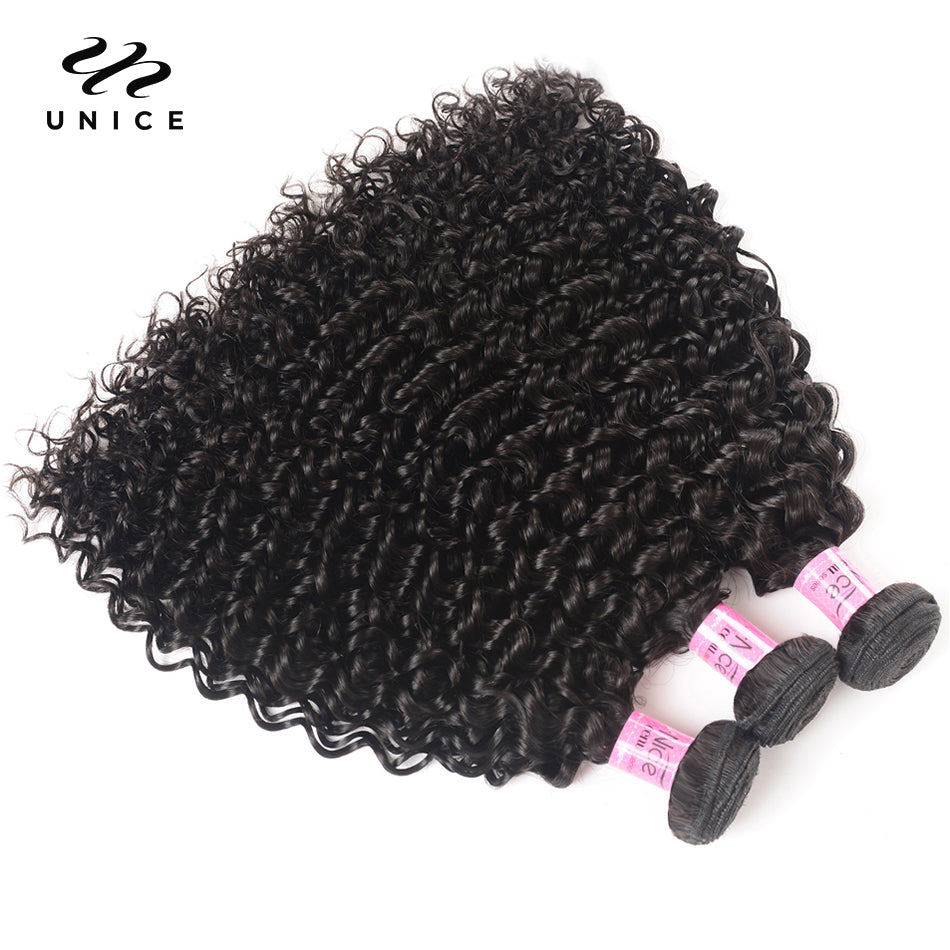 Unice Hair 100% Curly Weave Human Hair Bundles Remy Hair 8-26"