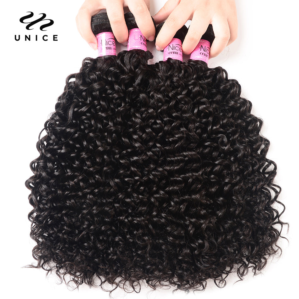 Unice Hair 100% Curly Weave Human Hair Bundles Remy Hair 8-26"