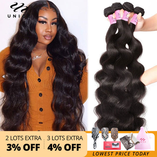 Unice Hair 30 Inch Body Wave Bundles Peruvian Hair Bundles 100% Human