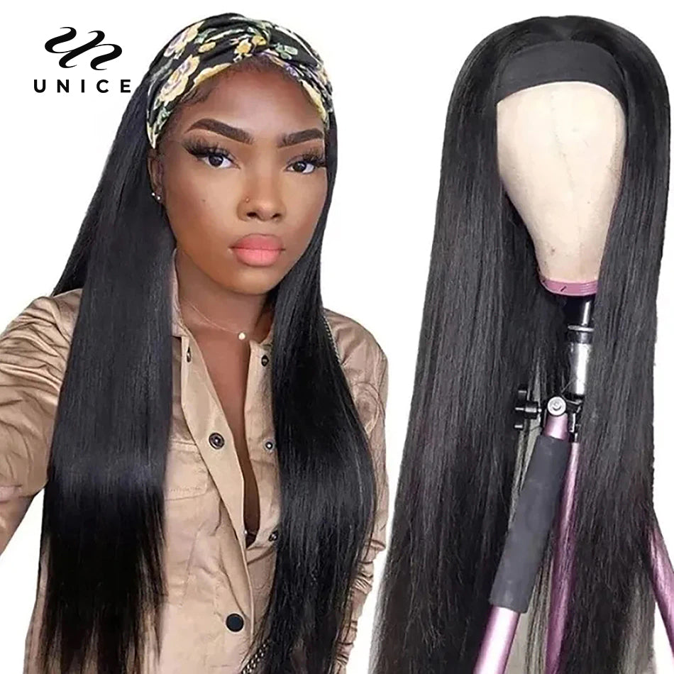 Unice Hair Straight Headband Wig Human Hair Wigs For African American