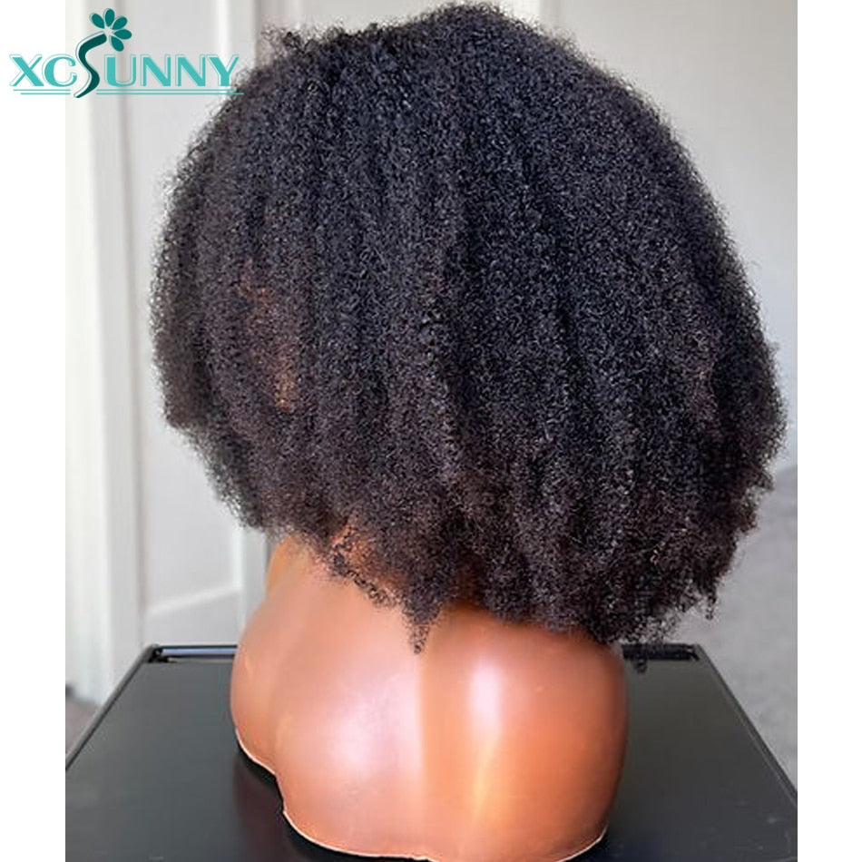 V Part Human Hair Wig With Clips No Leave Out Afro Kinky Curly Wig