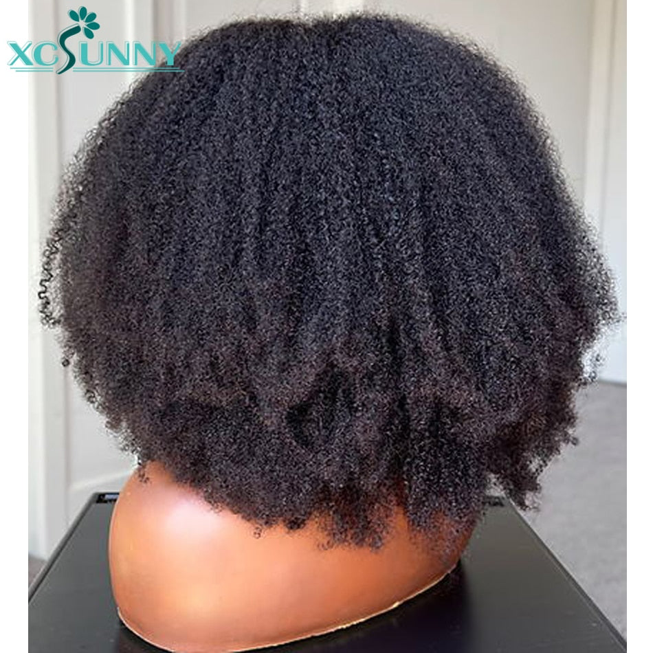 V Part Human Hair Wig With Clips No Leave Out Afro Kinky Curly Wig