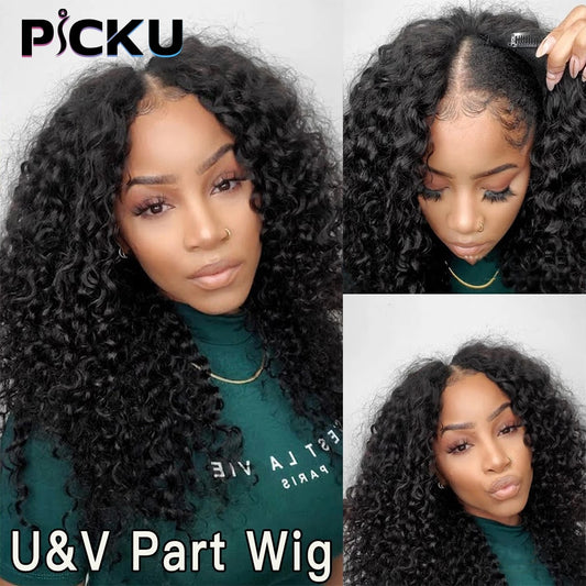 V Part Wig Human Hair No Leave Out Brazilian Deep Wave Human Hair Wigs