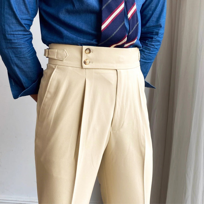 Casual High Waist Men's Business Suit Pants