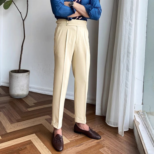 Casual High Waist Men's Business Suit Pants